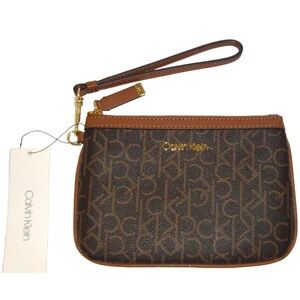 Calvin Klein Black and Brown Monogram Wristlet